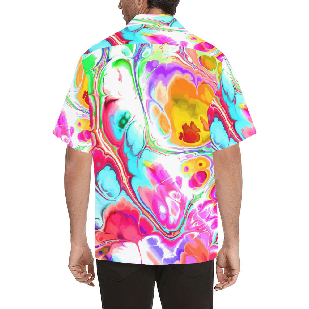 Funky Marble Acrylic Cellular Flowing Liquid Art Hawaiian Shirt (Model T58)