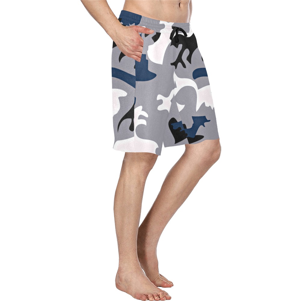 Blue and White Camo Casual Shorts Men's All Over Print Casual Shorts (Model L23)