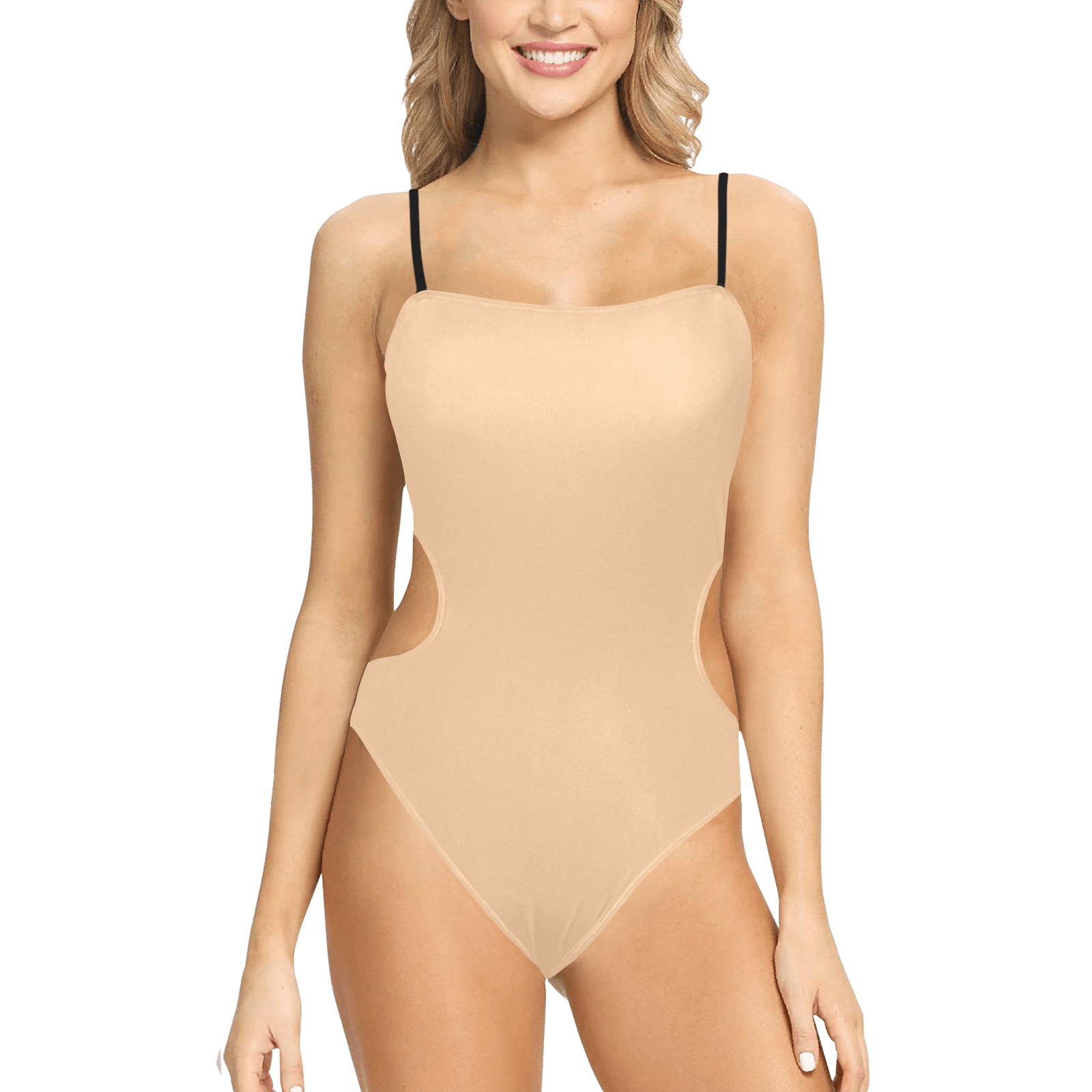 CREAM Spaghetti Strap Cut Out Sides Swimsuit (Model S28)