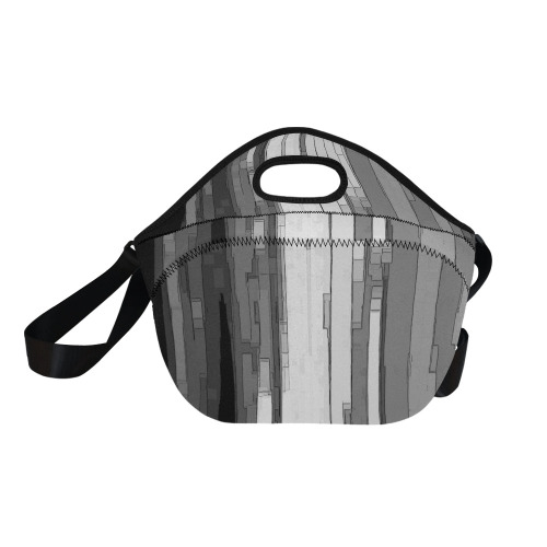 Greyscale Abstract B&W Art Neoprene Lunch Bag/Large (Model 1669)
