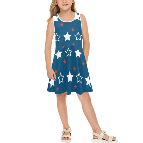 Cute Patriotic Dress for Kids Girls' Sleeveless Sundress (Model D56)