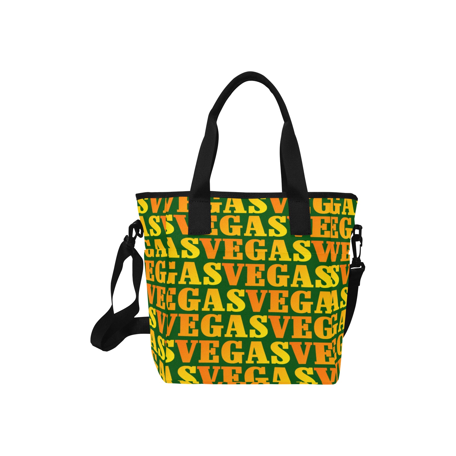 Golden Las VEGAS / Green Tote Bag with Shoulder Strap (Model 1724)