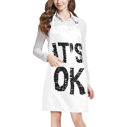 It is OK positive black text. All Over Print Apron