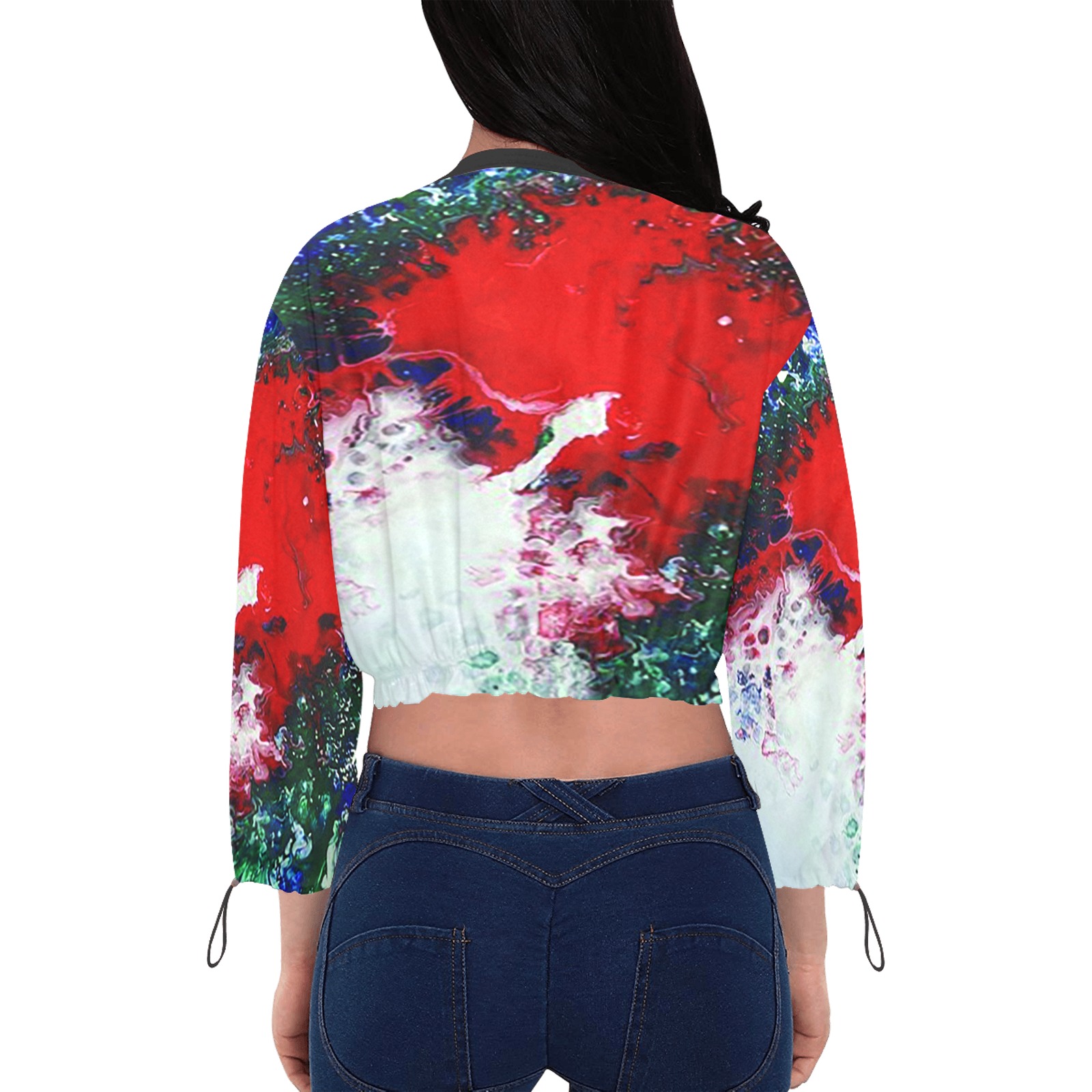 Eruption of Tranquility Cropped Chiffon Jacket for Women (Model H30)