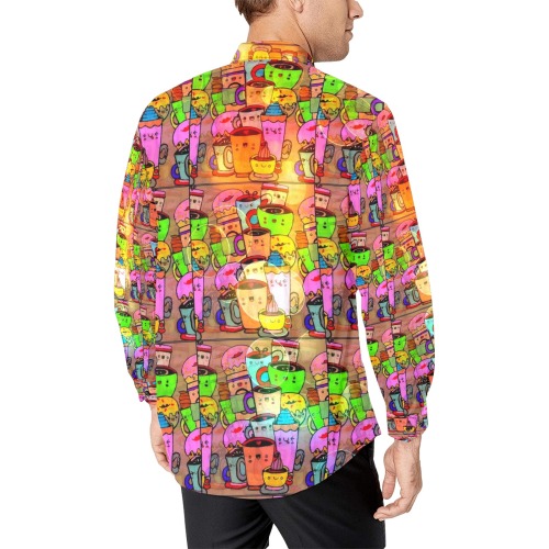 Pop Art Mugs funny by Nico Bielow Men's All Over Print Casual Dress Shirt (Model T61)