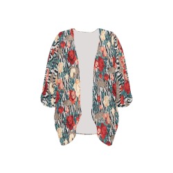 Floral zebras 01 Women's Kimono Chiffon Cover Ups (Model H51)