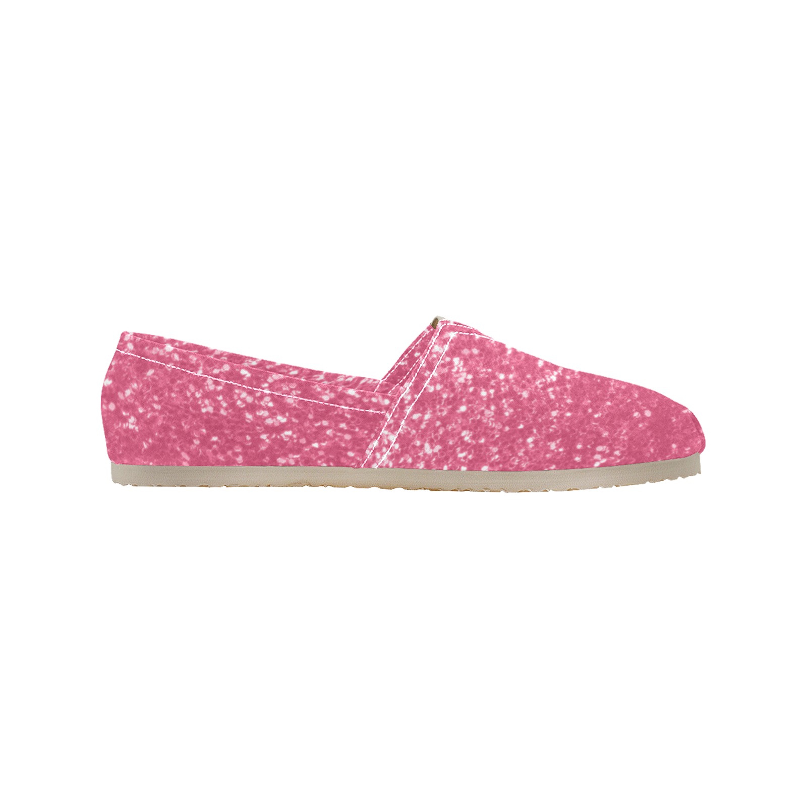 Magenta light pink red faux sparkles glitter Women's Classic Canvas Slip-On (Model 1206)