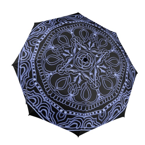 mandala 3D-13 blue Semi-Automatic Foldable Umbrella (Model U12)