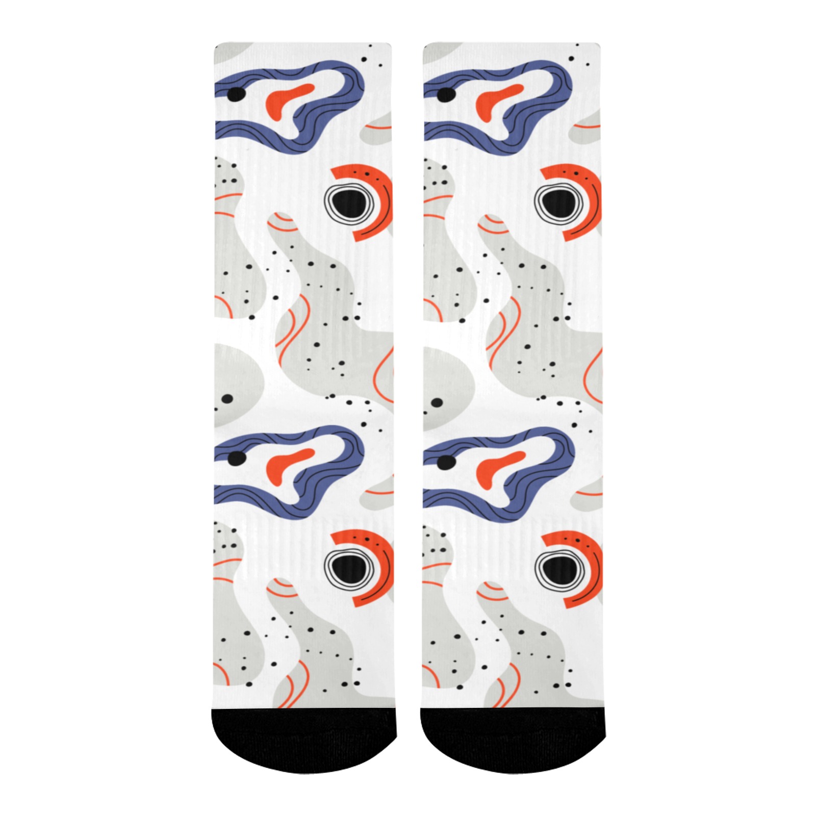 Elegant Abstract Mid Century Pattern Mid-Calf Socks (Black Sole)