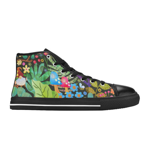 Enchanted Forest Fairytale Garden Rustic Scene Women's Classic High Top Canvas Shoes (Model 017)