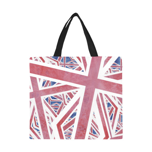 Abstract Union Jack British Flag Collage All Over Print Canvas Tote Bag/Large (Model 1699)