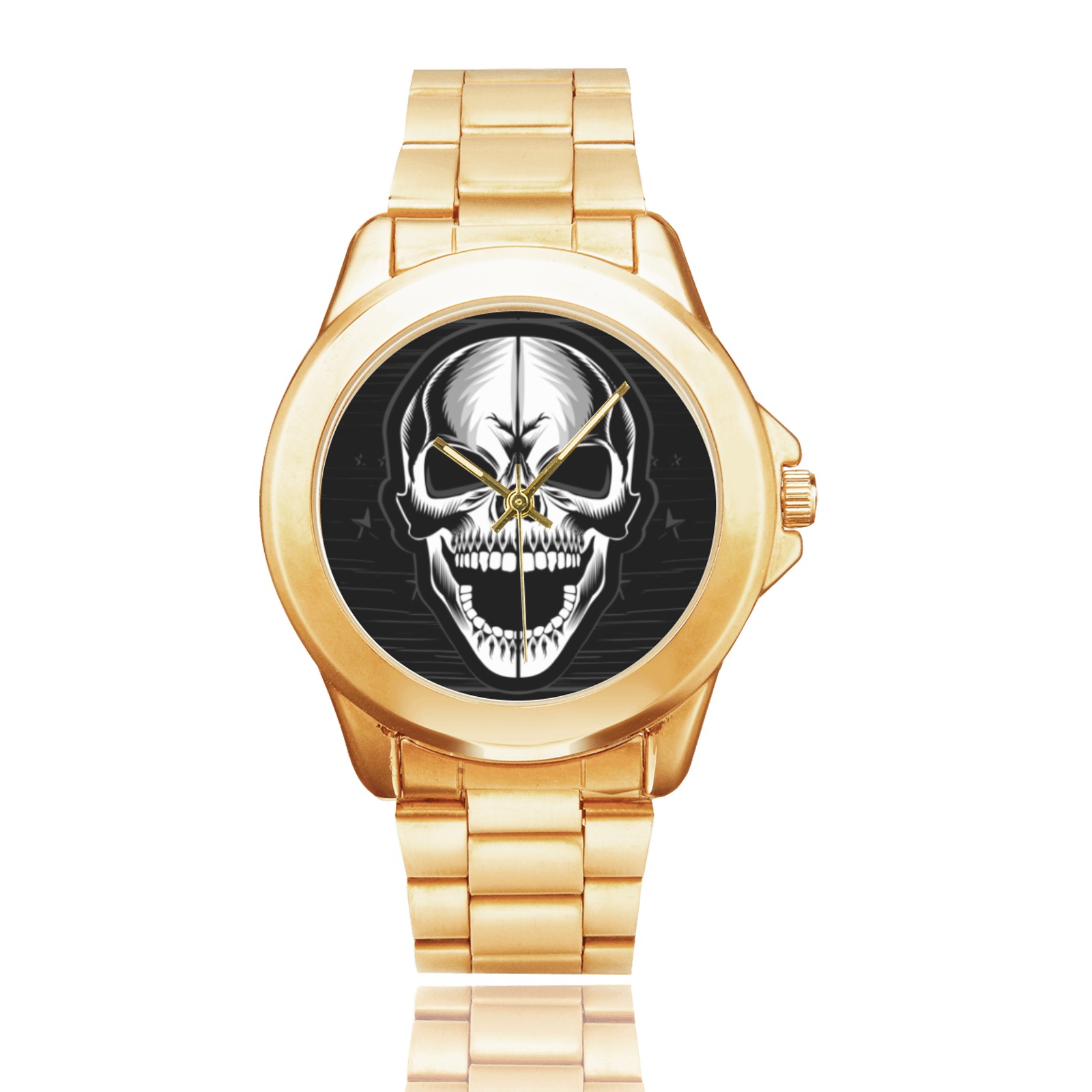 Skull Face Gold Band Watch Custom Gilt Watch(Model 101)