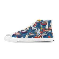 Chic colorful abstract art of sailboats at sea. Women's Classic High Top Canvas Shoes (Model 017)