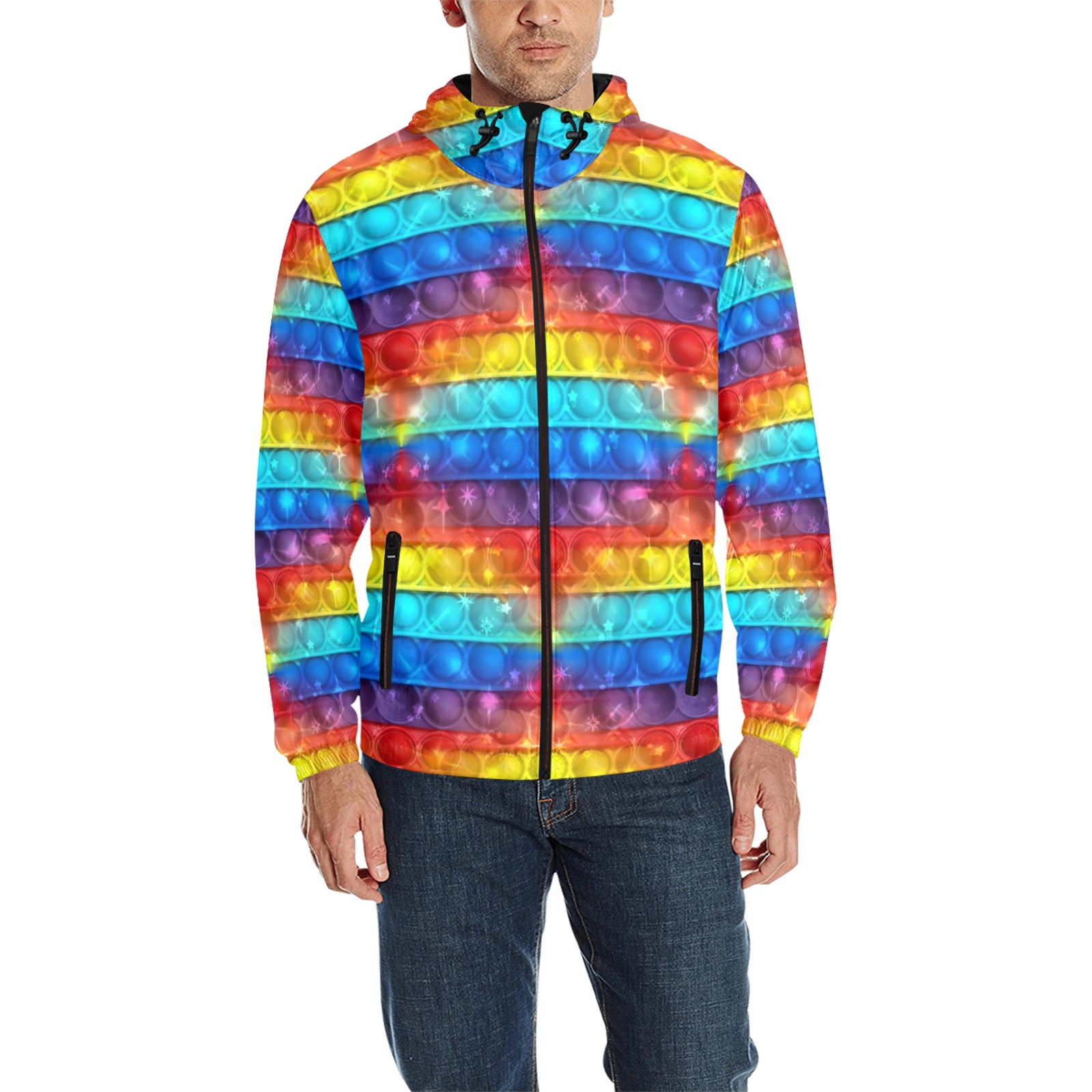 Pushplash by Nico Bielow All Over Print Quilted Windbreaker for Men (Model H35)