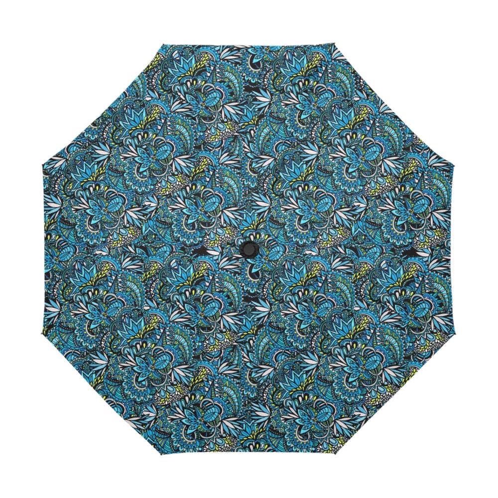 Cerulean Swirls - Small Pattern Anti-UV Auto-Foldable Umbrella (U09)