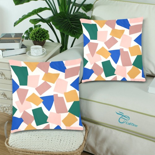 Lovely Pastel Abstract Custom Zippered Pillow Cases 18"x 18" (Twin Sides) (Set of 2)