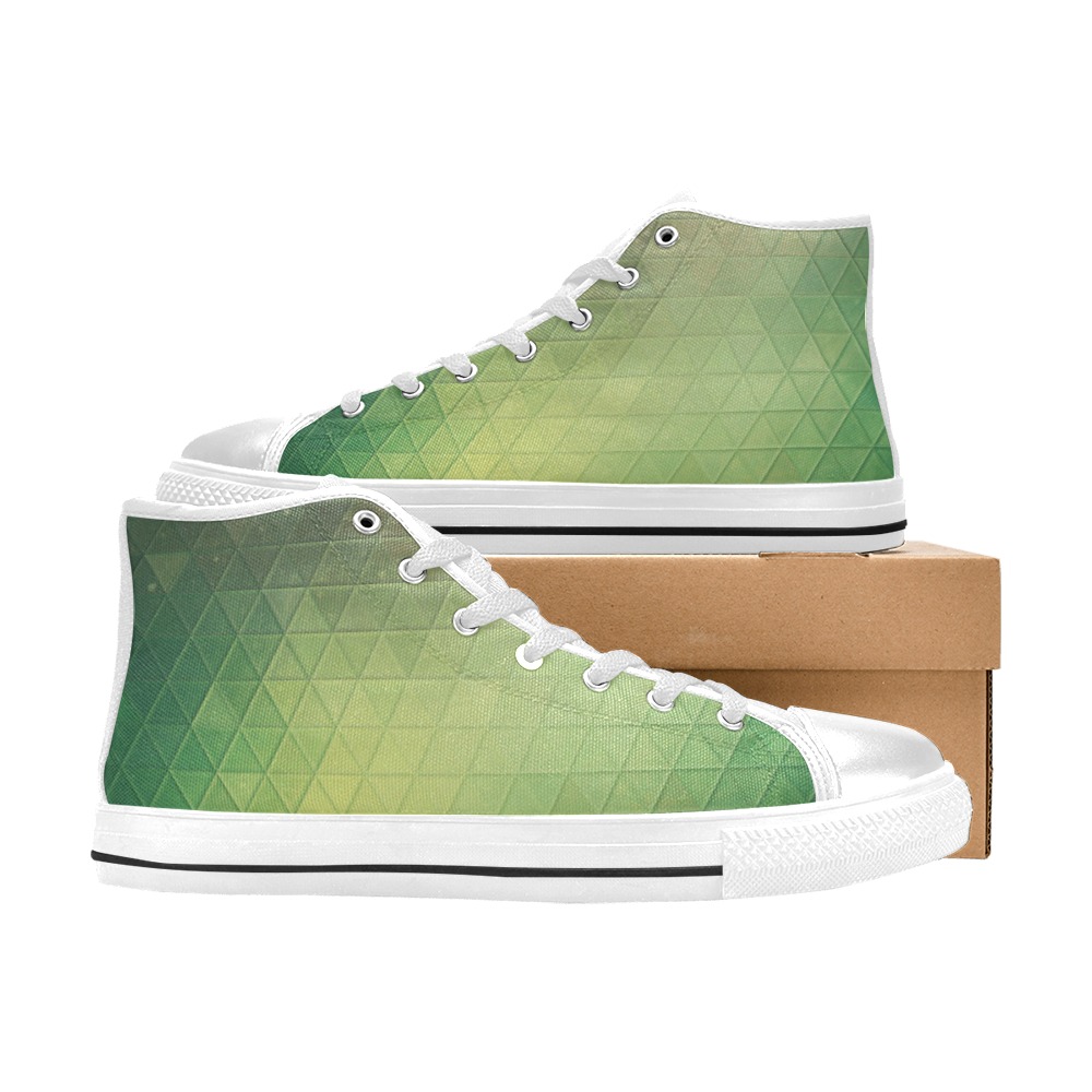 mosaic triangle 12 High Top Canvas Shoes for Kid (Model 017)