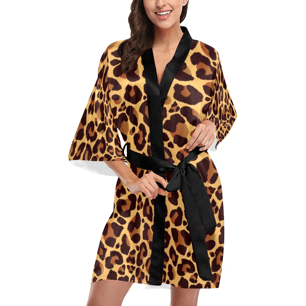 Leopard Print  Night gown Kimono Robe