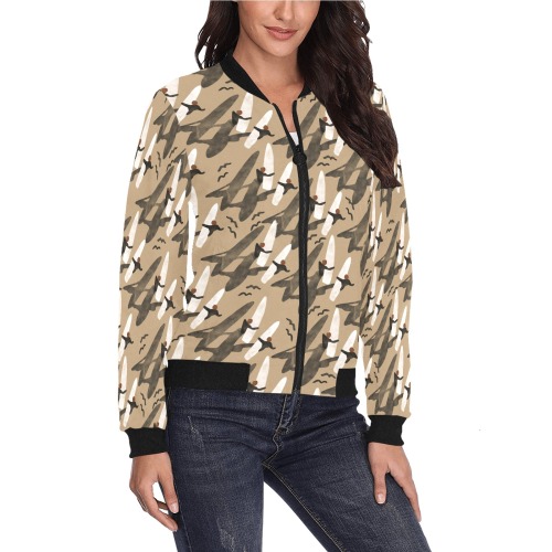 Sun_sea_and_surf All Over Print Bomber Jacket for Women (Model H36)
