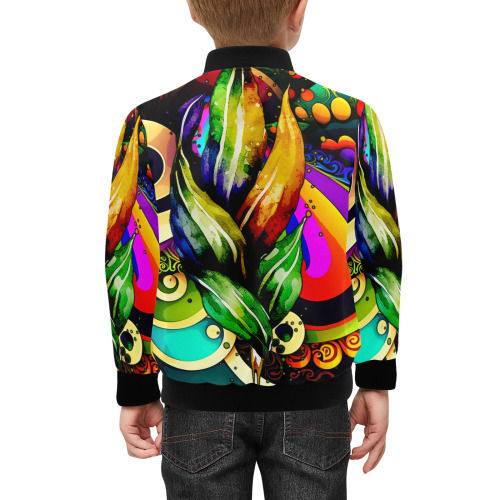 Mardi Gras Colorful New Orleans Kids' Bomber Jacket with Pockets (Model H40)