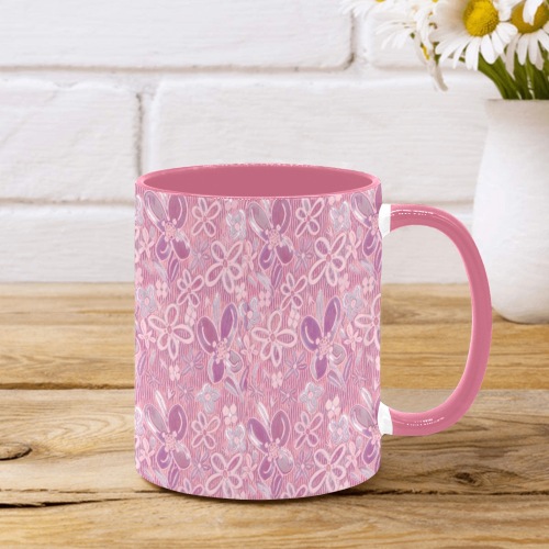 Cute Floral Pattern Custom Inner Color Mug (11oz)