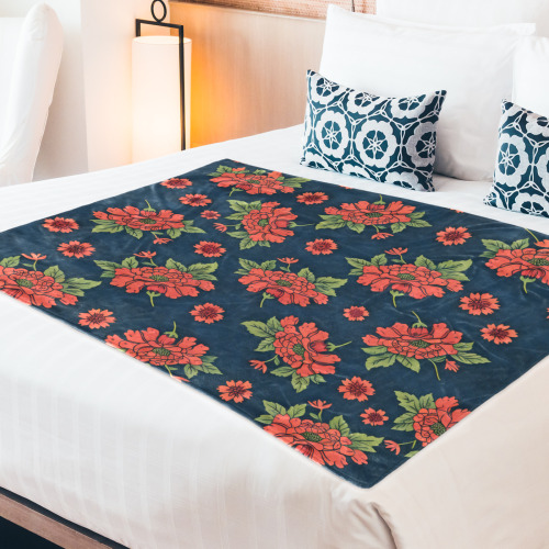 Red Flowers Ultra-Soft Micro Fleece Blanket 60"x50"