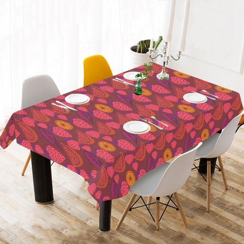 Abstract unique fruit pattern Cotton Linen Tablecloth 60"x120"