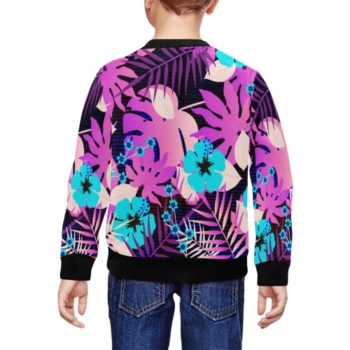 GROOVY FUNK THING FLORAL PURPLE All Over Print Crewneck Sweatshirt for Kids (Model H29)