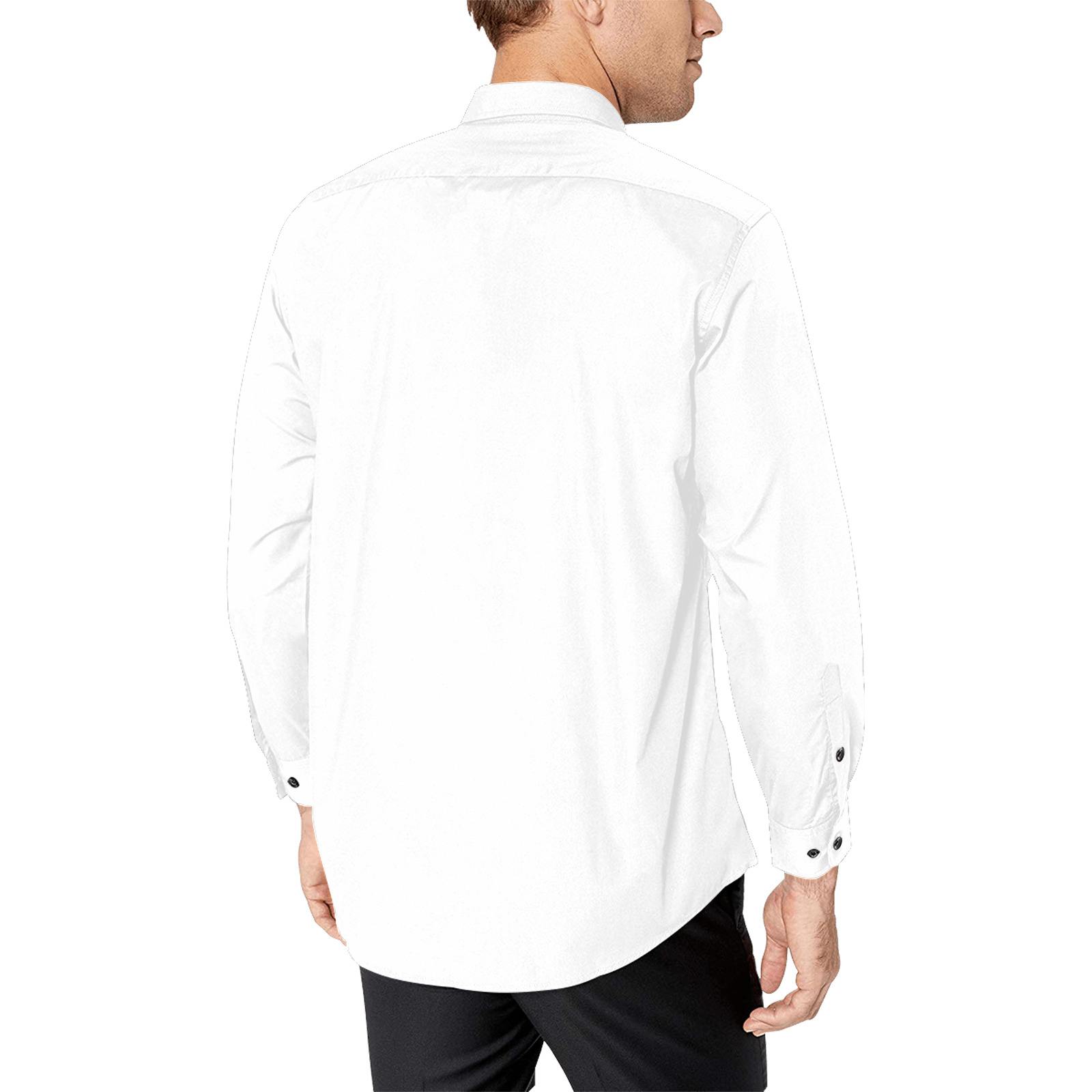 WHITE Men's All Over Print Casual Dress Shirt (Model T61)