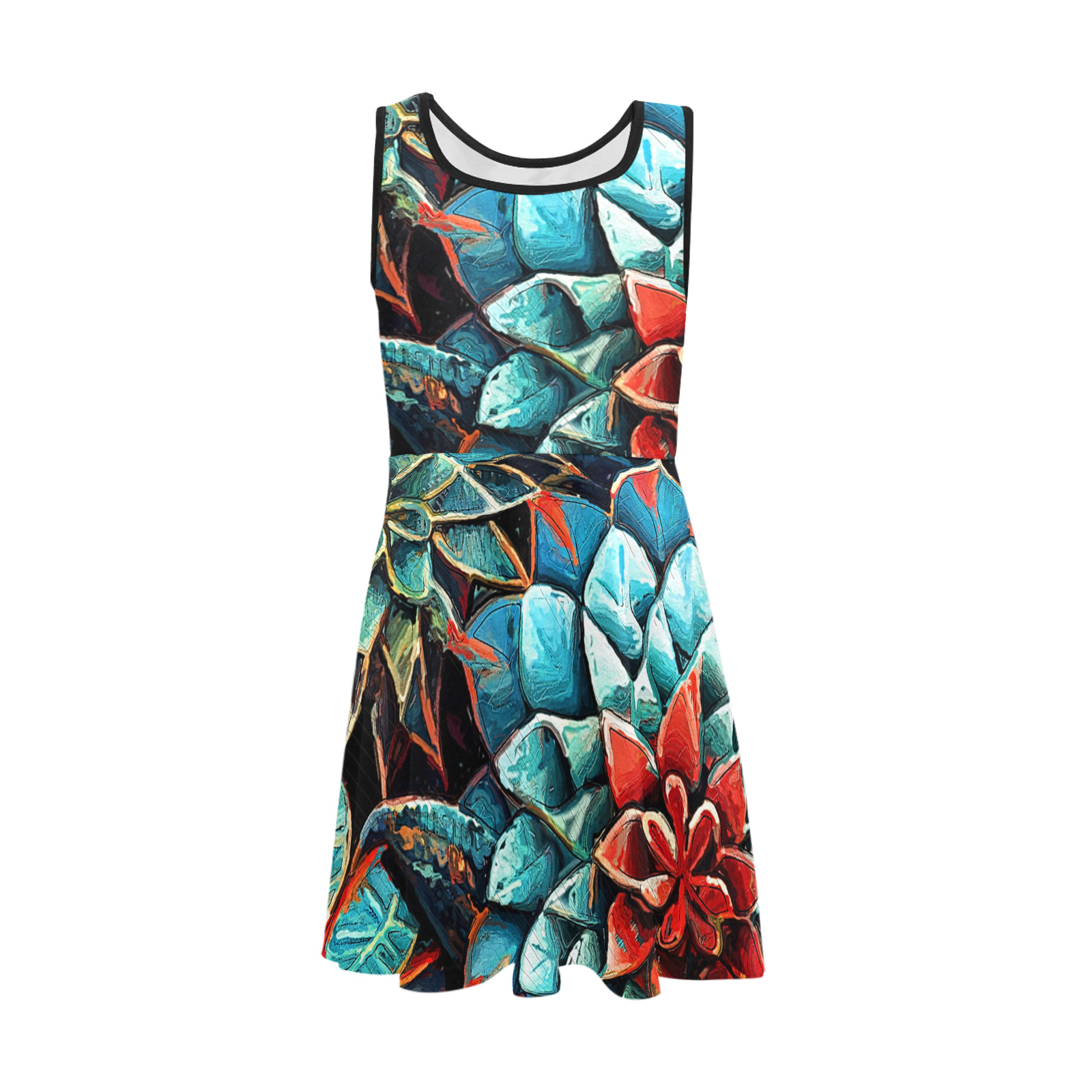 flowers botanic art (8) dress fashion Girls' Sleeveless Sundress (Model D56)