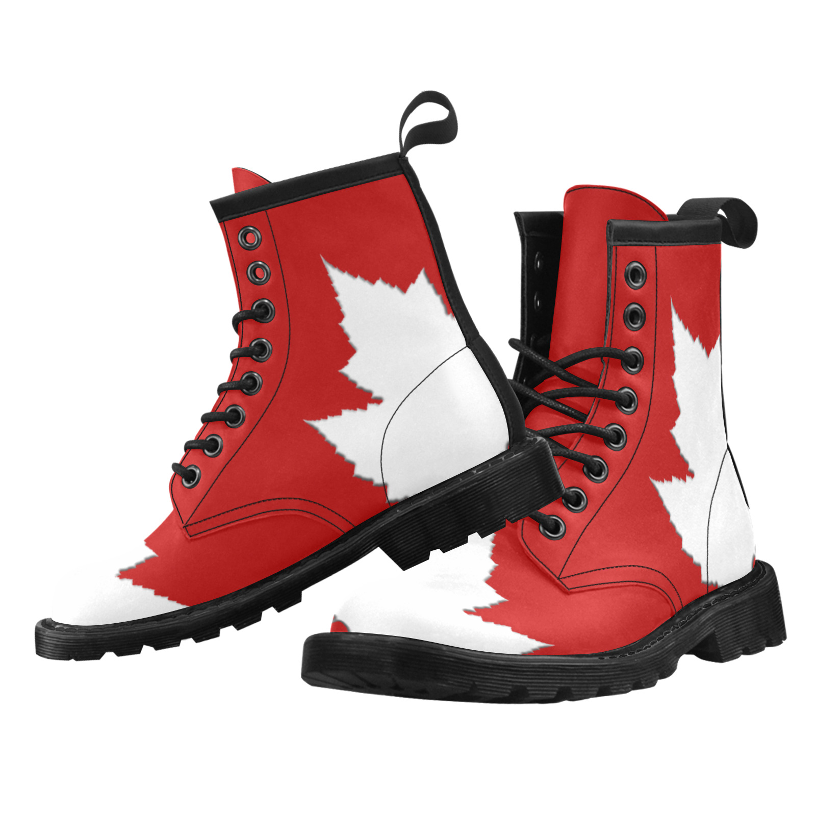 Canada Day Boots Women's PU Leather Martin Boots (Model 402H)