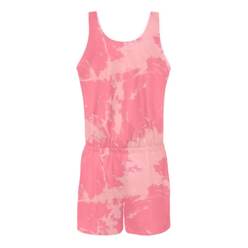 Pink Abstract All Over Print Vest Short Jumpsuit