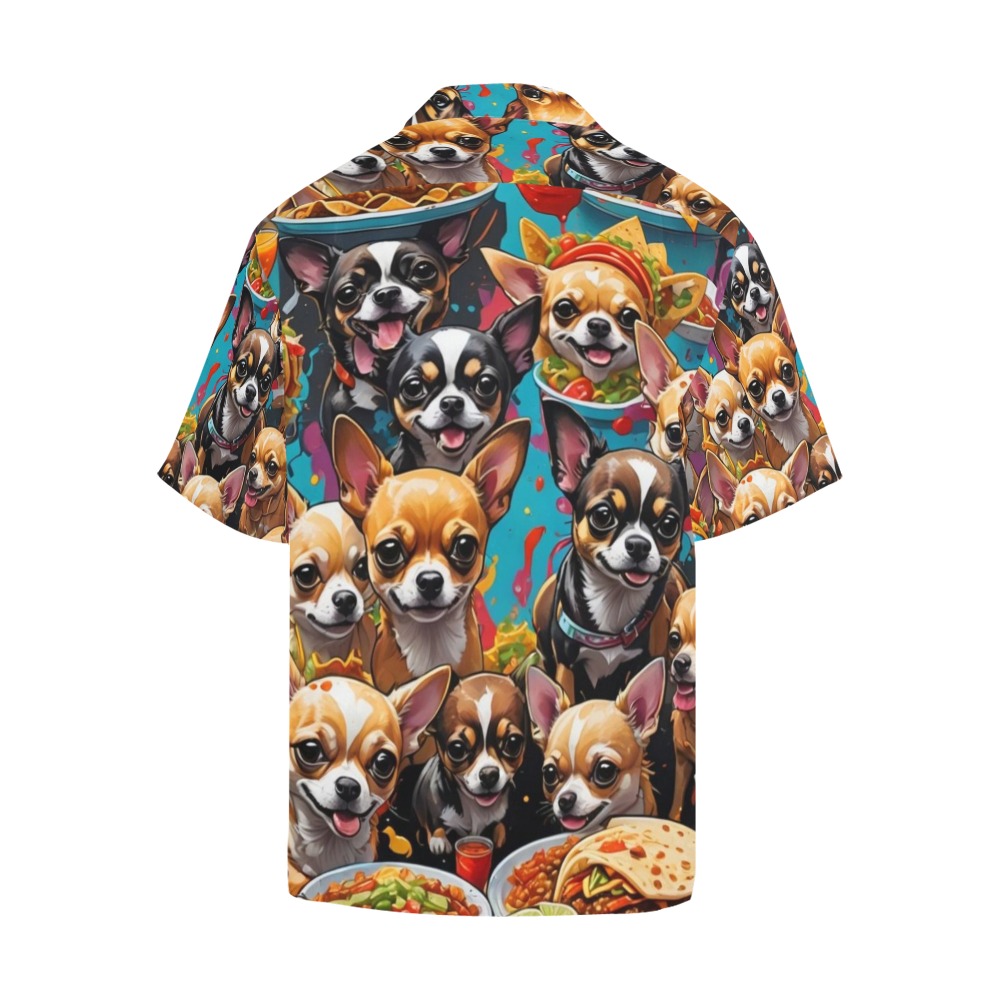 CHIHUAHUAS EATING MEXICAN FOOD 2 Hawaiian Shirt with Merged Design (Model T58)