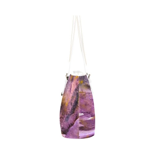 Purple Emotions D2 by June Yu Leather Tote Bag/Small (Model 1651)
