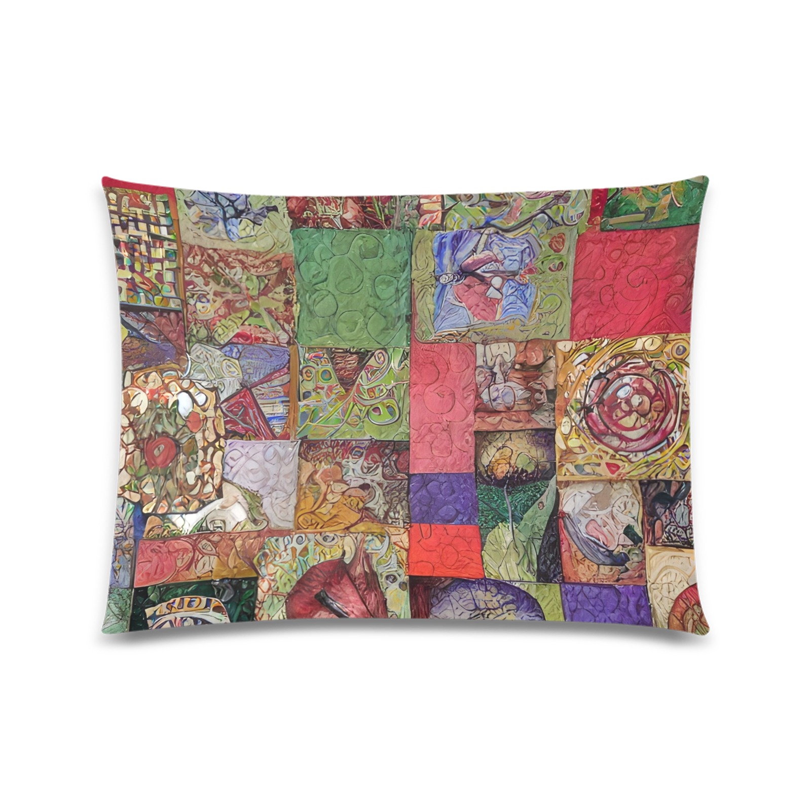 Boho Aesthetic Simulated Quilt Artwork Custom Zippered Pillow Case 20"x26"(Twin Sides)