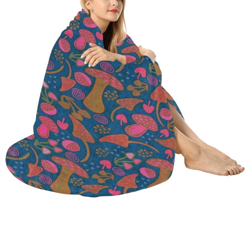 Unique Mushroom Pattern Design Circular Ultra-Soft Micro Fleece Blanket 60"