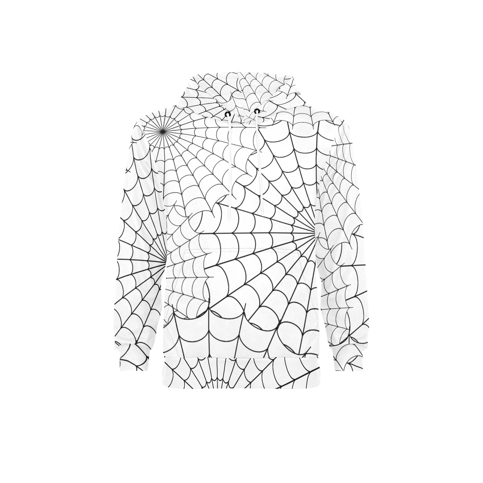 Halloween Spiderwebs - Black on White Men's Long Sleeve Fleece Hoodie (Model H55)