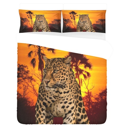 Leopard and Sunset 3-Piece Bedding Set
