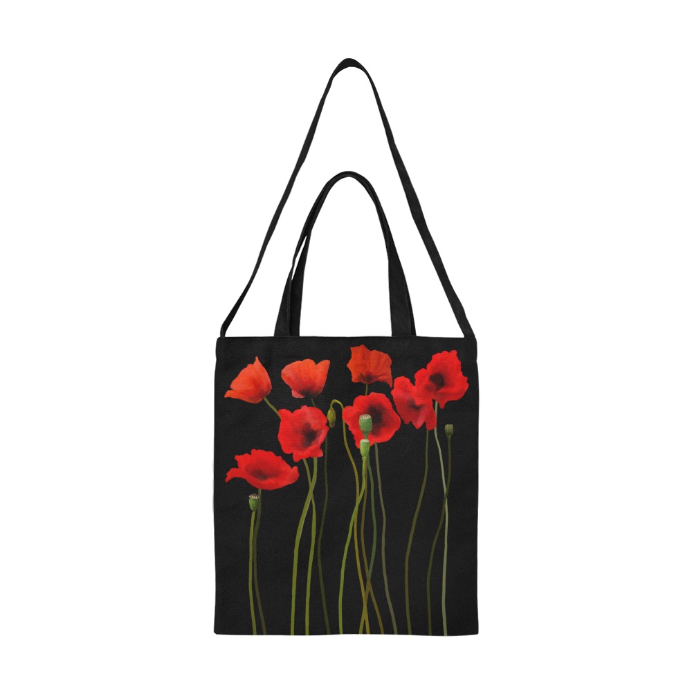 Poppies Floral Design Papaver somniferum All Over Print Canvas Tote Bag/Medium (Model 1698)