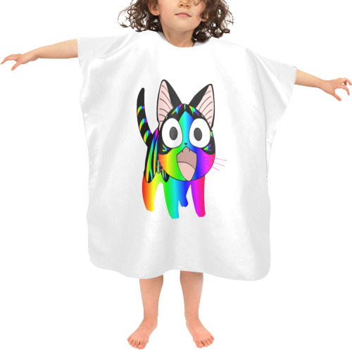 Rainbow Neon Kitty Cat Anime Beach Changing Robe (Little Kids)