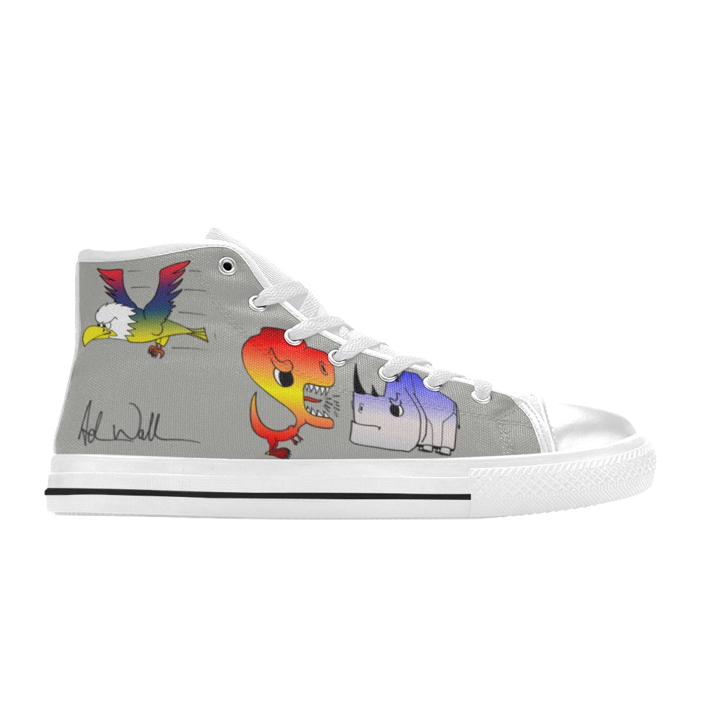 Men's Signed Adam Wallace Grey Shoes - Animals That Would Eat or Squish You! Men’s Classic High Top Canvas Shoes (Model 017)