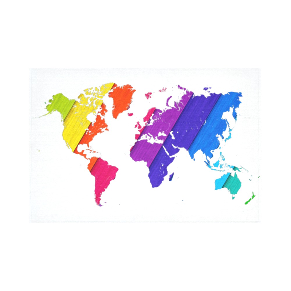 world map rainbow love Cotton Linen Wall Tapestry 90"x 60"