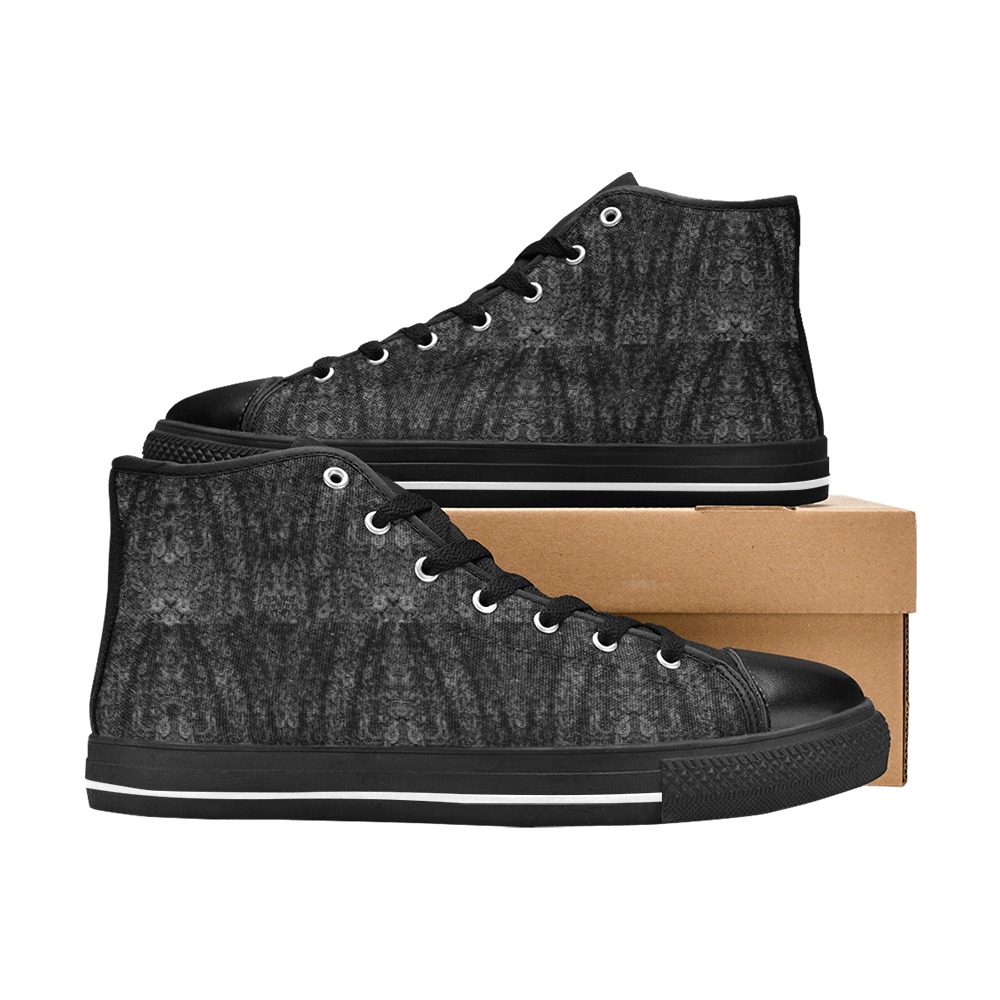 black roses Women's Classic High Top Canvas Shoes (Model 017)