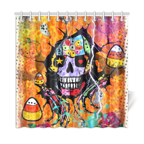 Skull of Halloween by Nico Bielow Shower Curtain 72"x72"