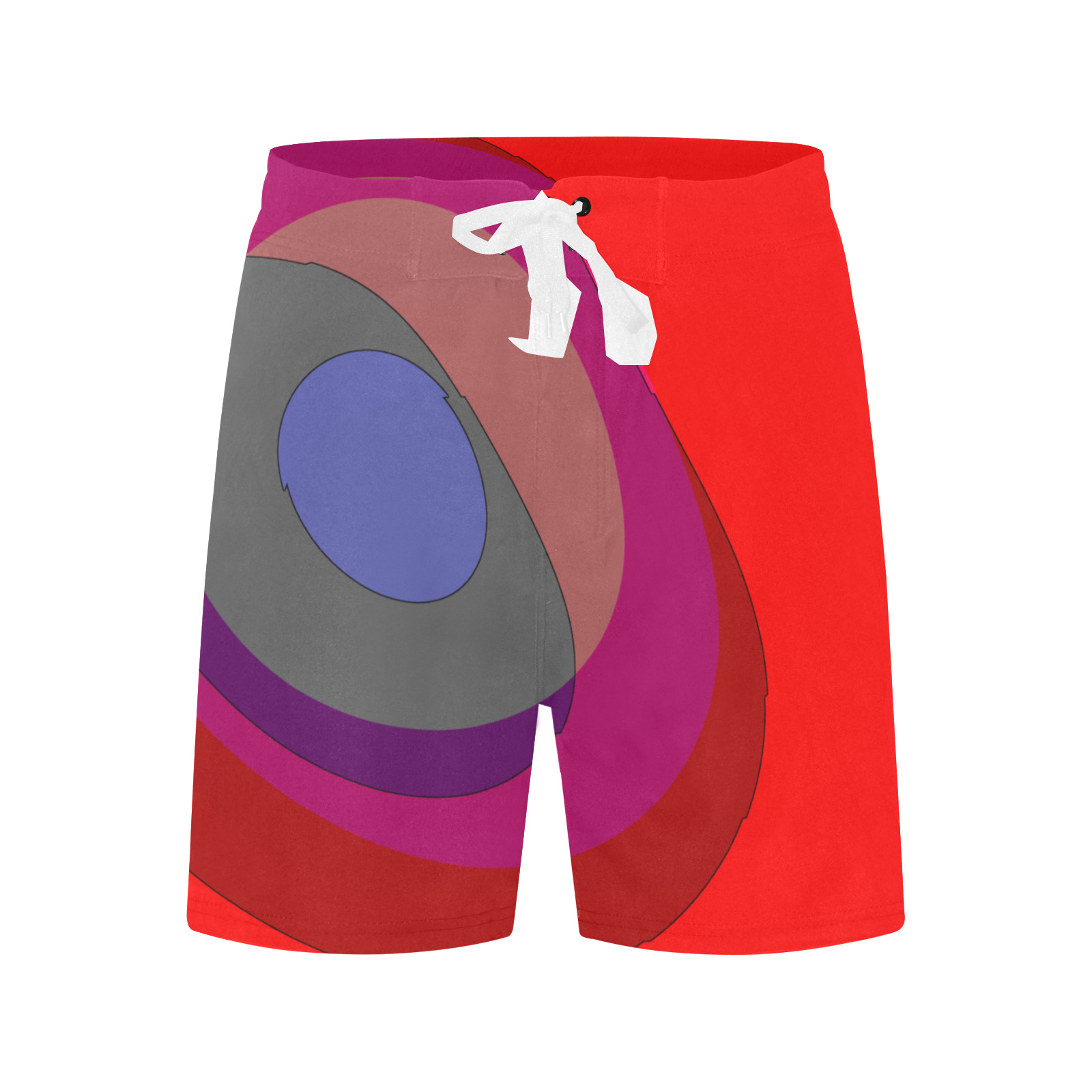 Red Abstract 714 Men's Mid-Length Beach Shorts (Model L47)