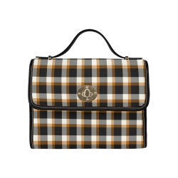 Classic Plaid (Tan) Waterproof Canvas Bag-Black (All Over Print) (Model 1641)