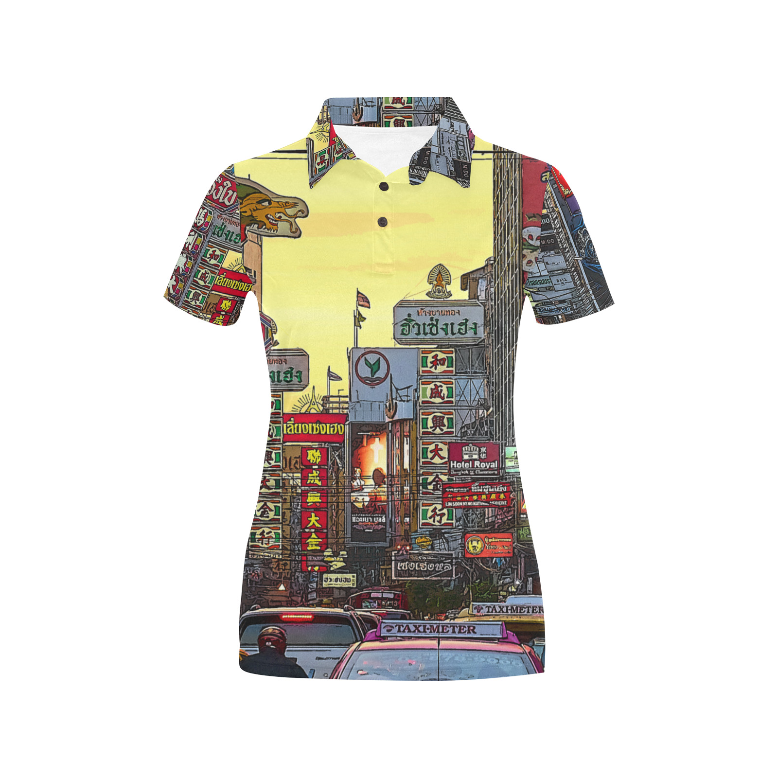 Chinatown in Bangkok Thailand - Altered Photo Women's All Over Print Polo Shirt (Model T55)