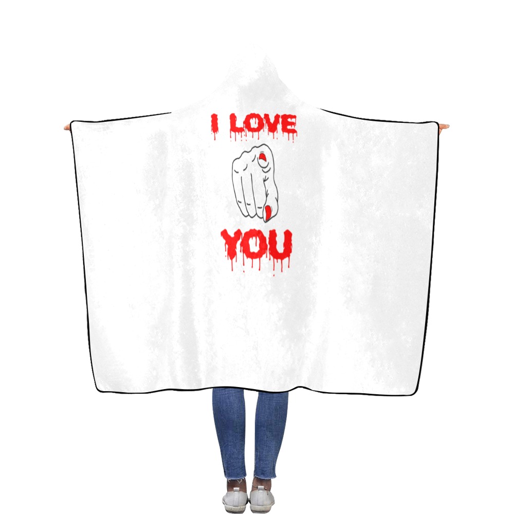 I love you Flannel Hooded Blanket 56''x80''
