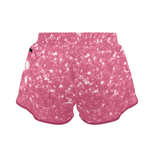 Magenta light pink red faux sparkles glitter Women's Sports Shorts (Model L61)