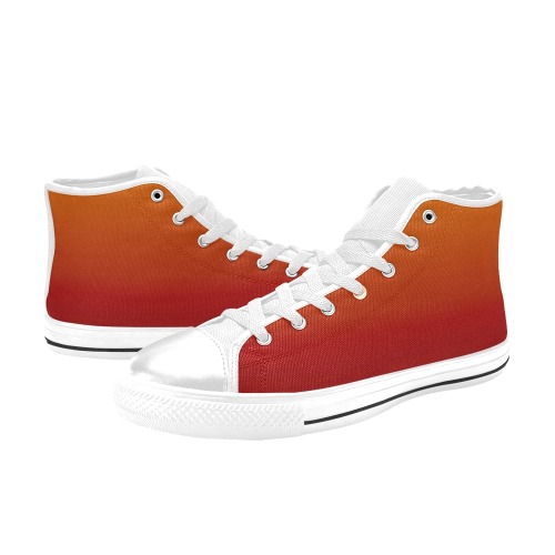 yel red High Top Canvas Shoes for Kid (Model 017)
